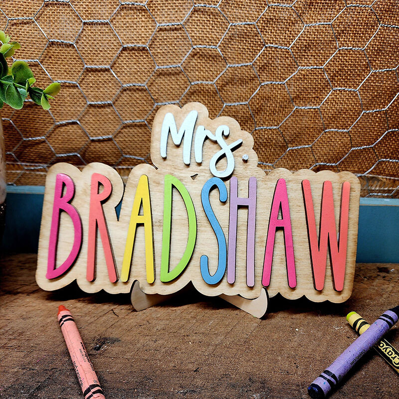 Personalized Name Sign with Random Color Beautiful Present for Teacher