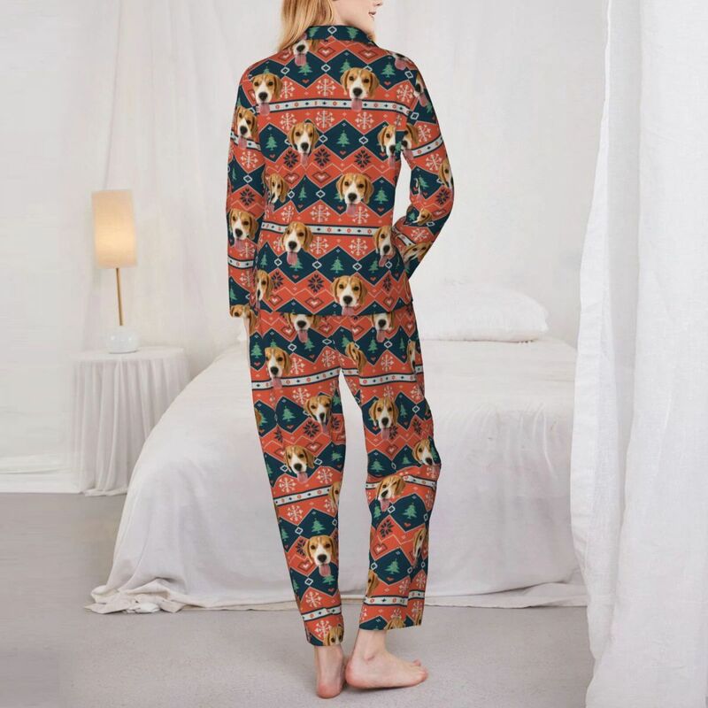 Personalized Pajamas Custom Photo Classic Christmas Style Plaid Pattern Design Gift for Family