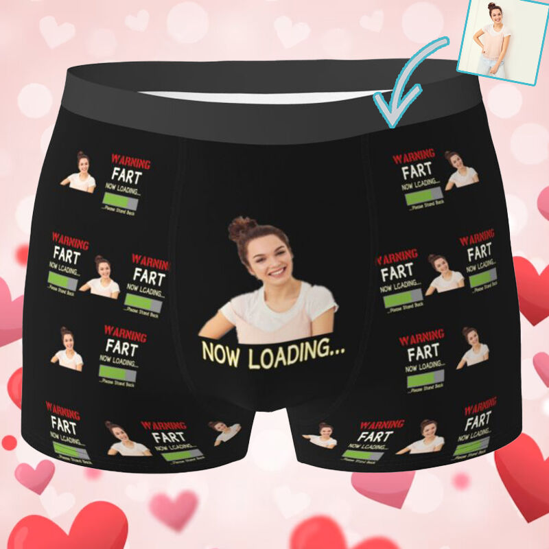 Personalisierte Foto-Männer-Unterwäsche Boxer Shorts Lustiges Geschenk für Freund "Jetzt wird geladen"