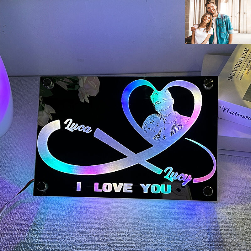 Personalized Mirror Lamp Customized Couple Photo Romantic Valentine's Day Gift