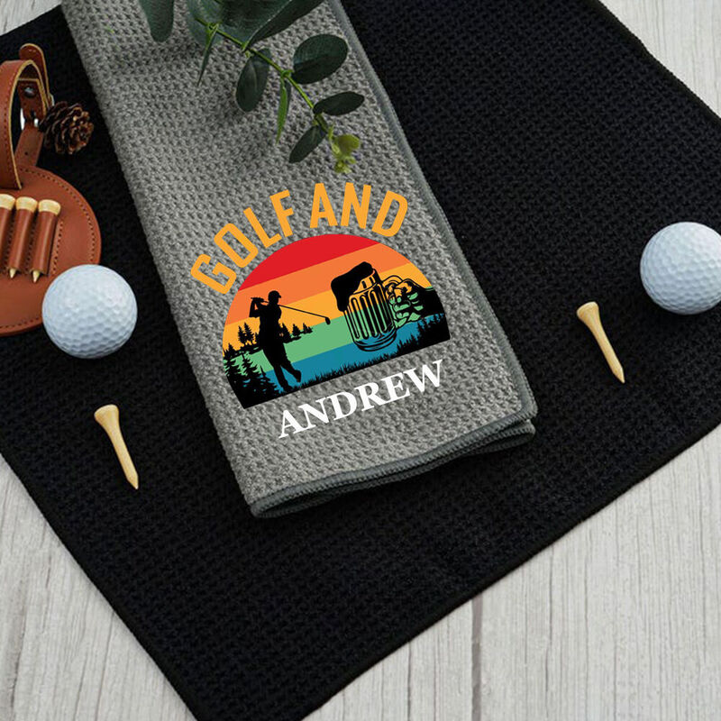 Personalized Golf Towel with 3D Printed Colorful Print as a Birthday Gift for Golfers