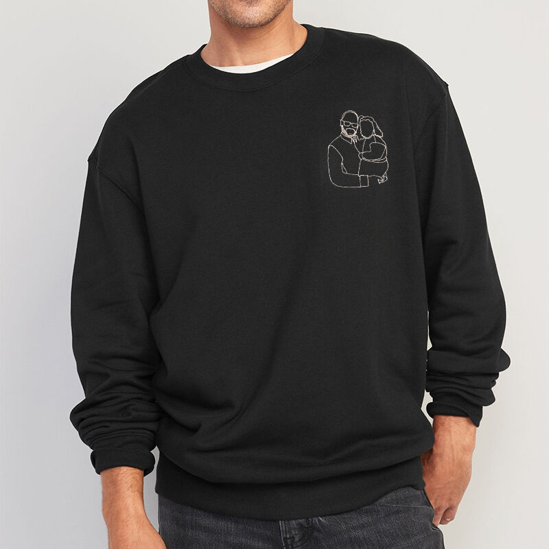 Personalized Sweatshirt Embroidered Custom Dad and Kids Photo Unique Design Perfect Father's Day Gift