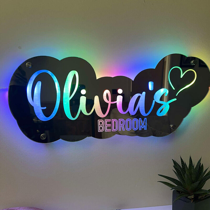 Personalized Mirror Lamp Custom Name Cool Home Decoration