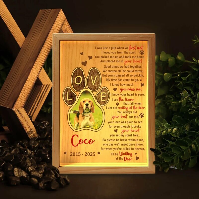 Personalized Picture Night Light with Pawprint Pattern Cute Gift for Pet Lover
