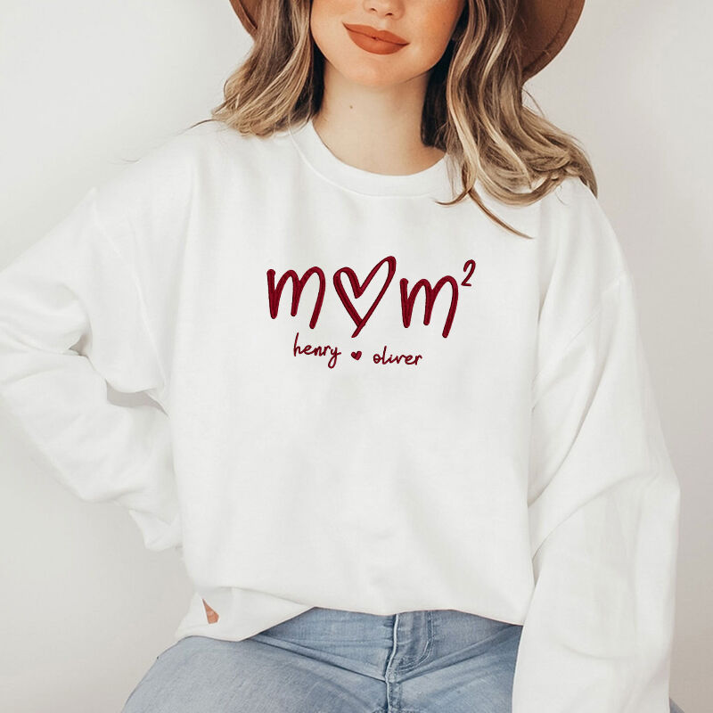 Personalized Sweatshirt Embroidered Custom Mom with Children Name Design Creative Mother's Day Gift