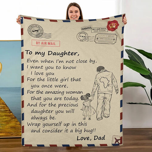 Personalized Air Mail Love Letter Blanket to Daughter from Dad