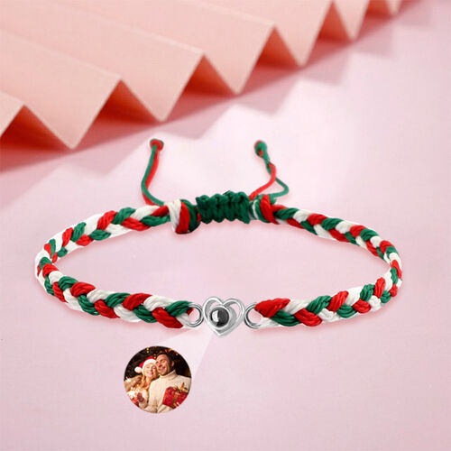 Personalized Projection Bracelet Tricolor Mixed Braided Cord Warm Heart Christmas Gift