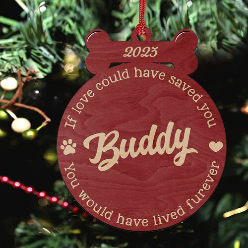Custom Pet Name Wooden Hanging Tag Christmas Memorial Ornament