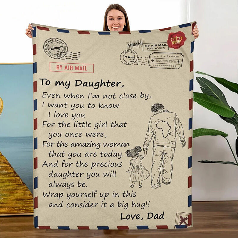 Personalisierte Liebe Luftpost Brief Decke an Tochter von Papa