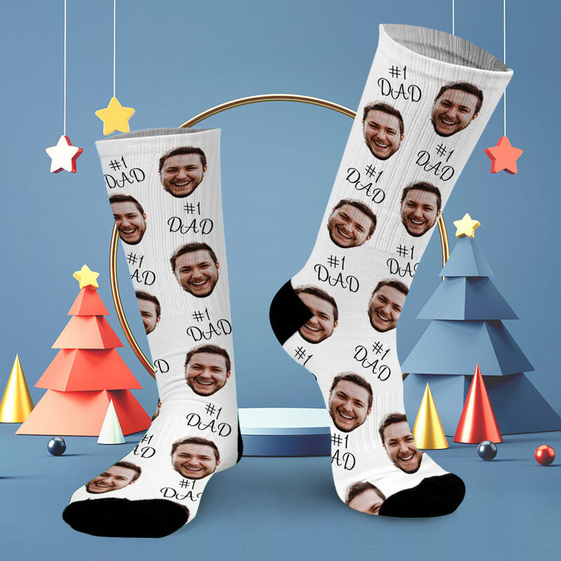 Custom Face"Best Dad"Picture Socks Gift for Father's Day