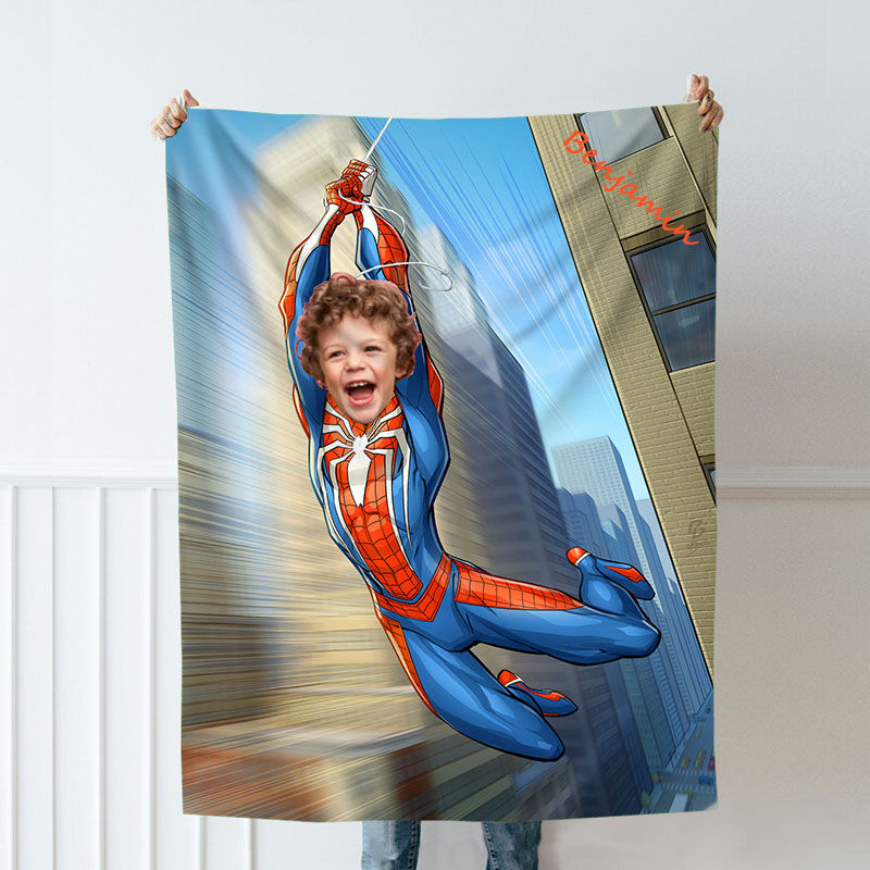 Personalized Custom Photo Blanket High Speed Flying Cartoon Characters Flying Flannel Blanket