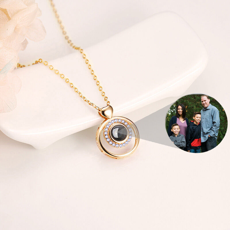 Personalisierte Foto Projektion Halskette- To Family-Family Heart