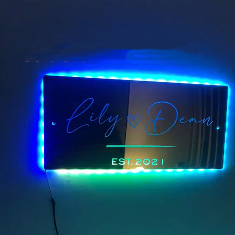 Personalized Led Mirror Lights With Custom Couple Names For Valentine's Day