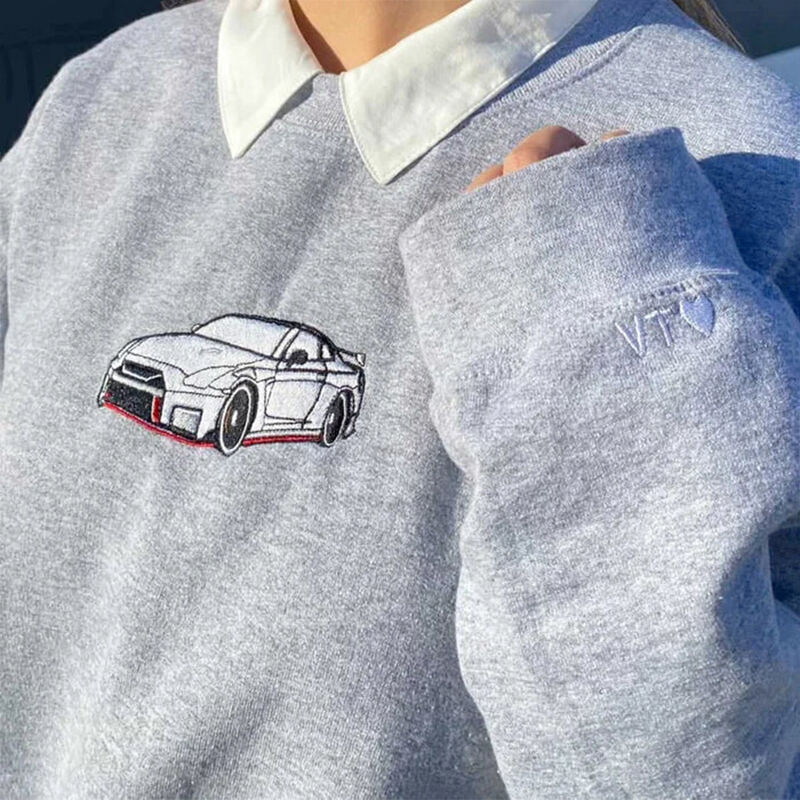 Felpa personalizzata ricamata con foto personalizzata a colori Design perfetto per gli amanti dell'auto