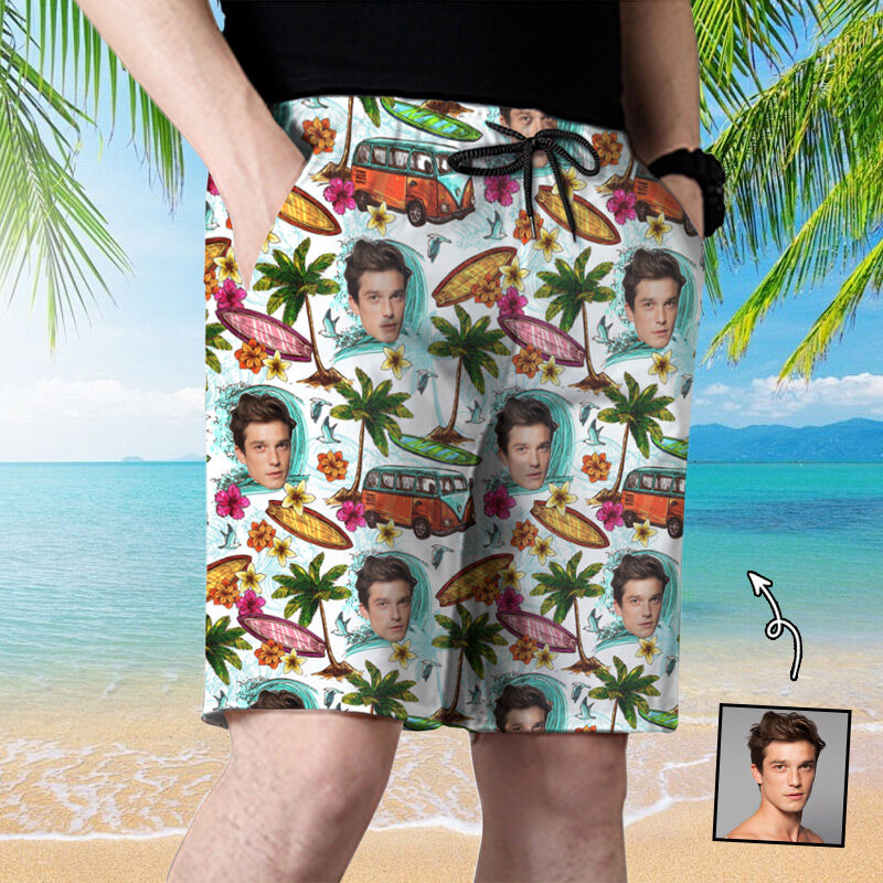 Pantaloni corti da spiaggia da uomo con motivo a bus turistico Miglior regalo per amico