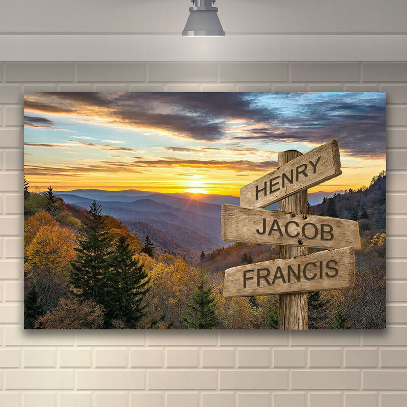 Personalized Name Canvas Wall Art with Beautiful Mountains Pattern Creative Present for Friends