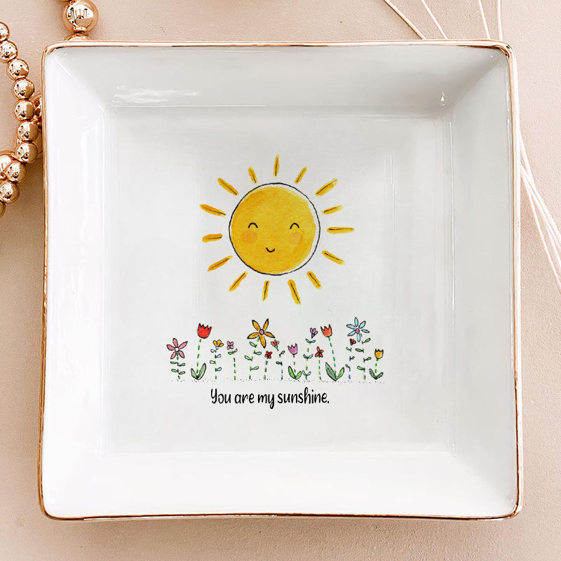 Porte-bijoux à texte personnalisé avec motif de soleil Cadeau pour la famille