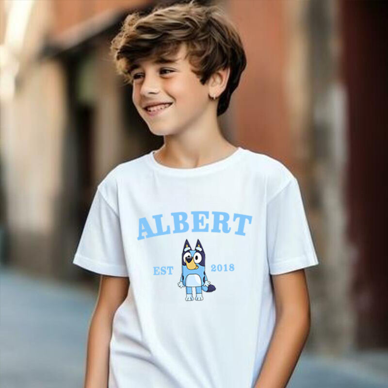T-Shirt enfant personnalisé Nom et année avec motif Anime Cadeau spécial pour garçon