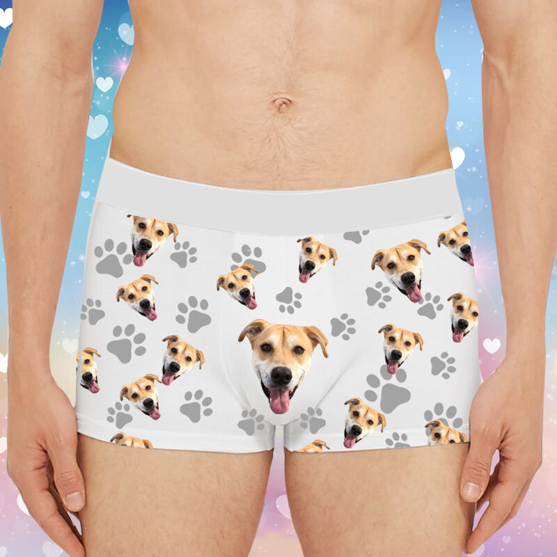 Boxer personnalisé pour homme avec motif d'empreintes d'animaux blancs, meilleur cadeau pour les amoureux des animaux