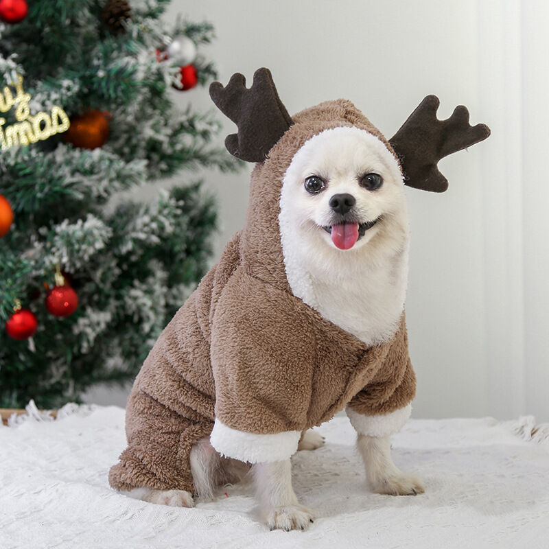 Costume personnalisé pour animal de compagnie, costume de renne rouge et marron, joli cadeau de Noël pour les amoureux des animaux