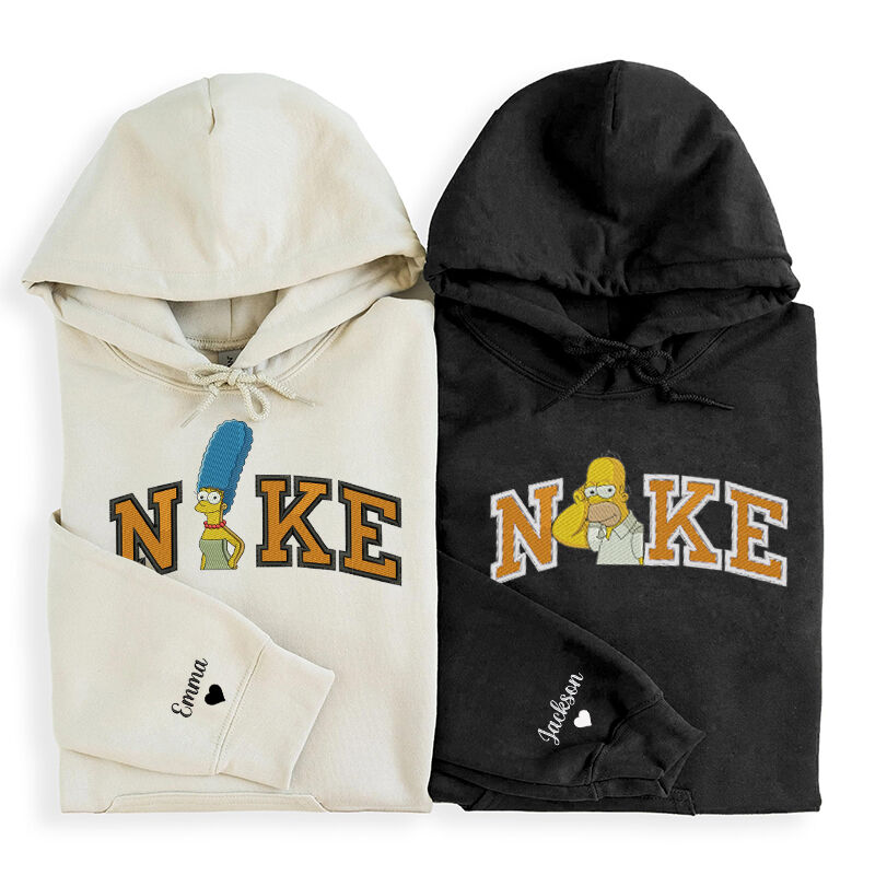 Personalized Hoodie Embroidered The Couple Simpsons Attractive Valentine's Day Gift for Lovers