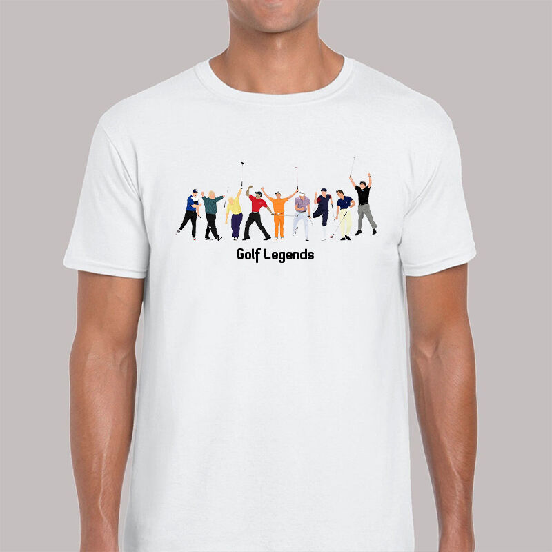 Personalized T-shirt Golf Legends Group Portrait Design Perfect Gift for Golf Lover Friends