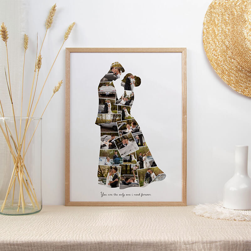 Personalized Frame Wedding Couple Silhouette Custom Photo Collage Design Perfect Gift for Lover