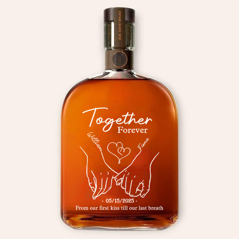 Botella de whisky personalizada con nombre: el mejor regalo para San Valentín "Juntos para siempre"