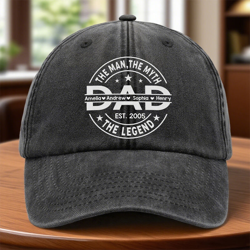 Personalized Hat The Myth The Legend Custom Names Emblem Design Perfect Gift for Dad