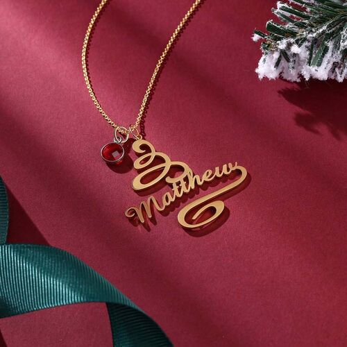 Personalized Christmas Birthstone Necklace