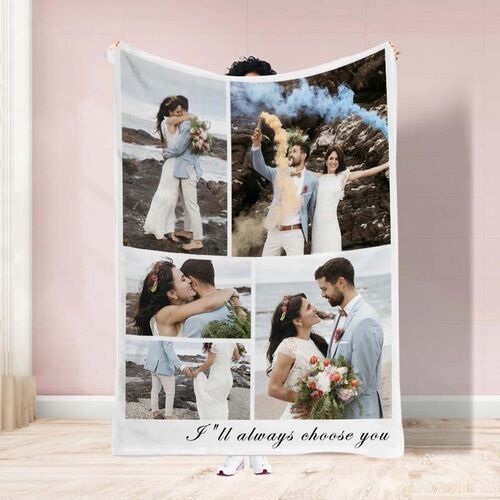 Personalized 5 Photos  Blanket for Sweet Couple