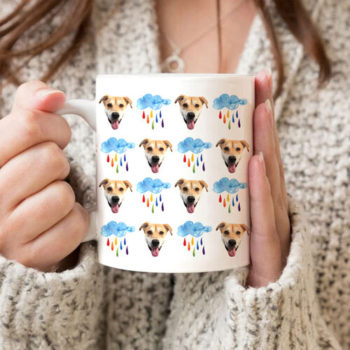 Custom Photo Mug with Cloud Pattern Great Present for Pet Lover