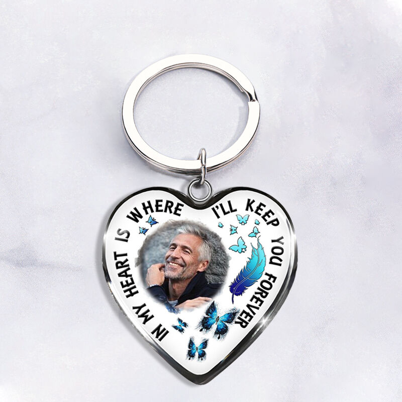 "In My Heart Is Where I'll Keep You Forever" Photo Keychain