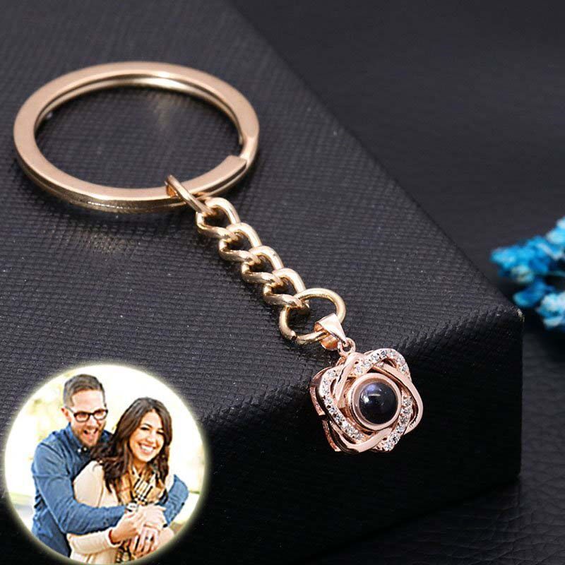 Personalized Photo Projection Keychain-Double Heart