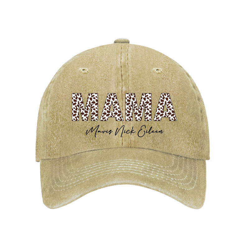 Personalized Hat Leopard Element Print MAMA with Custom Name Gift for Dear Mom