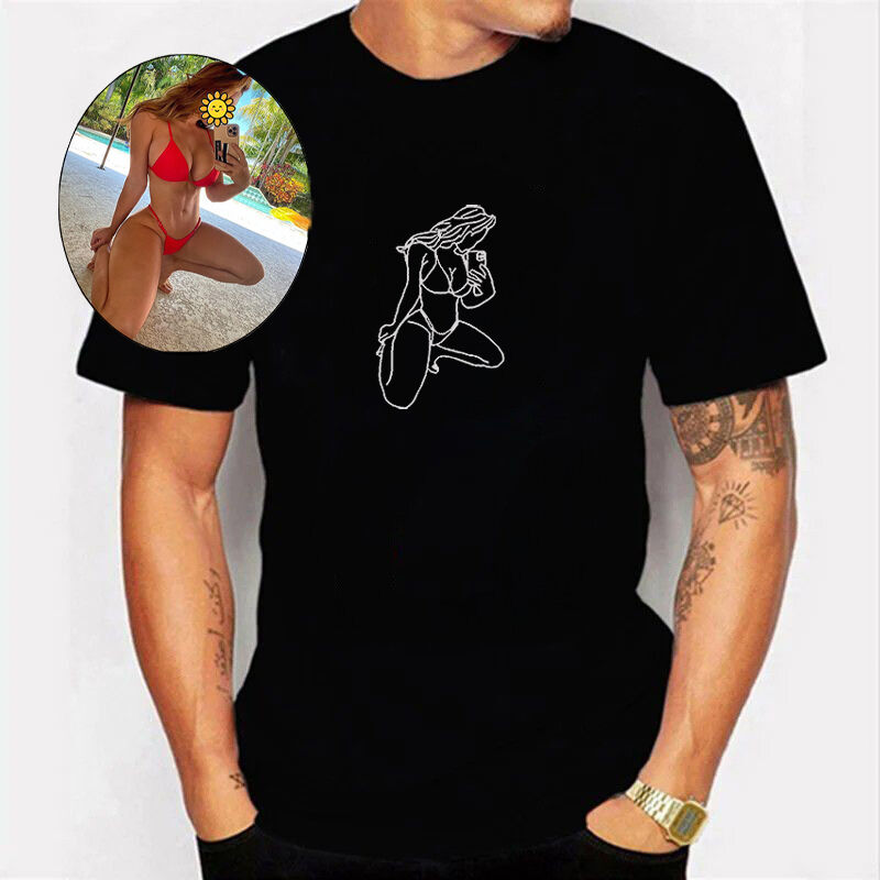 Personalized T-shirt Custom Embroidered Spicy Photo Attractive Gift for Boyfriend