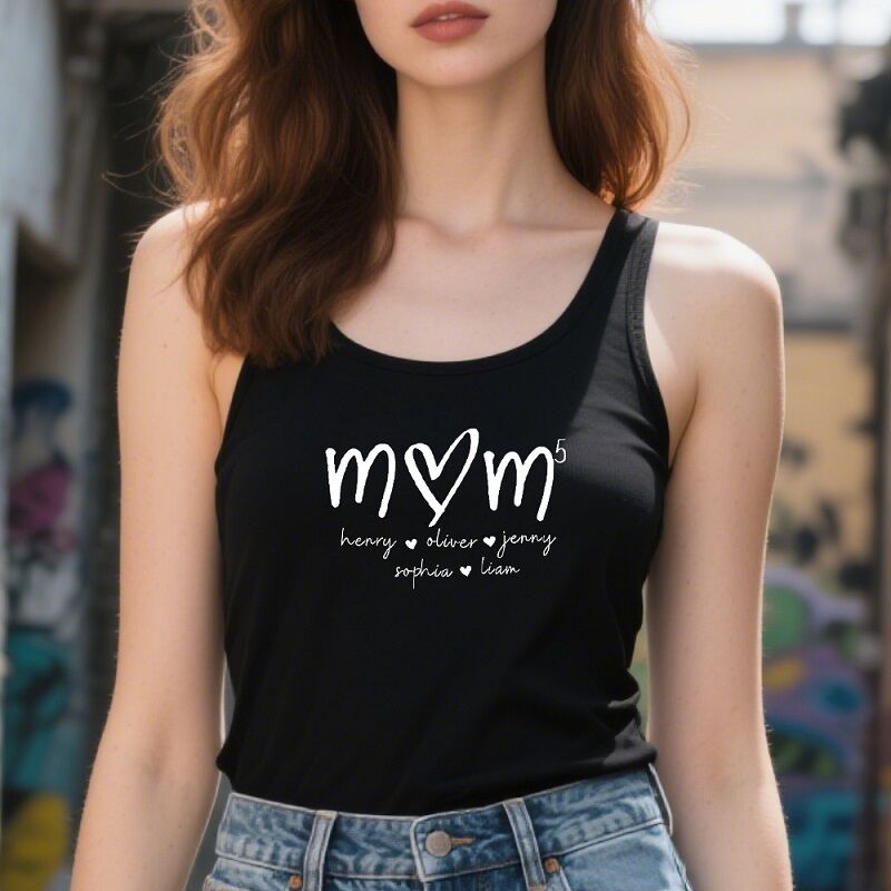 Personalized Tank Top Custom Mom with Kids Names Design Exquisite Mother's Day Gift