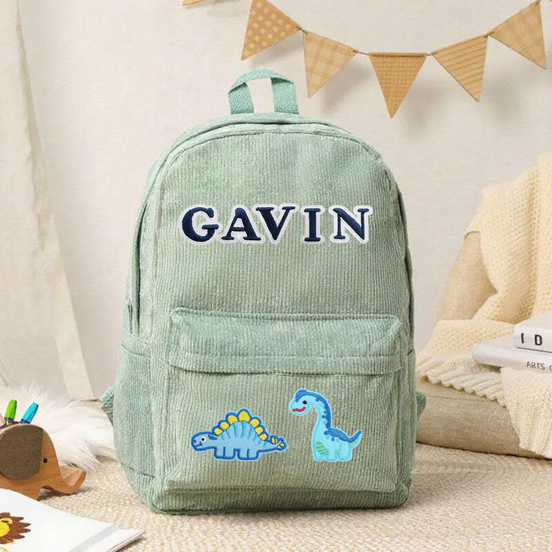 Personalized Backpack with Dinosaur Embroidery Patch Children's School Bag for Boys