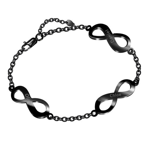 "Endlose Liebe" Personalisiertes Armband mit dreifacher Unendlichkeit und Name