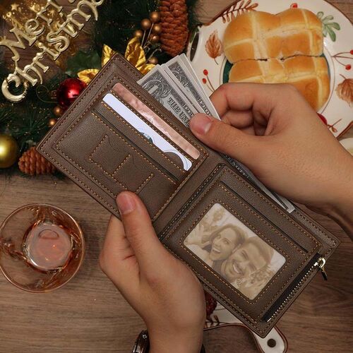 Merry Christmas Custom Photo Wallet Trifold Short Wallet Christmas Gifts