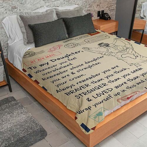 Personalized Air Mail Love Letter Throw  Blanket to Daughter Big Hug from Dad
