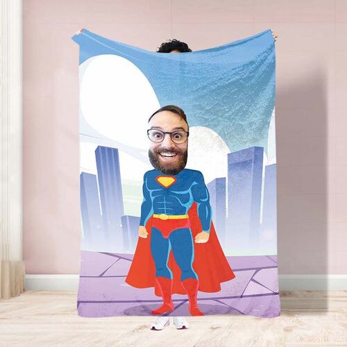 Build Your Own Design Custom Man in Red Cape Photo Blanket