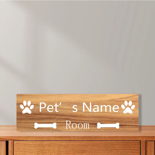 Targa in legno con nome e zampe per gli amanti degli animali domestici