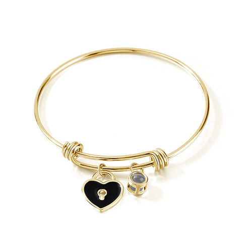 Personalized Projection Photo Bracelet with Heart Lock Charm