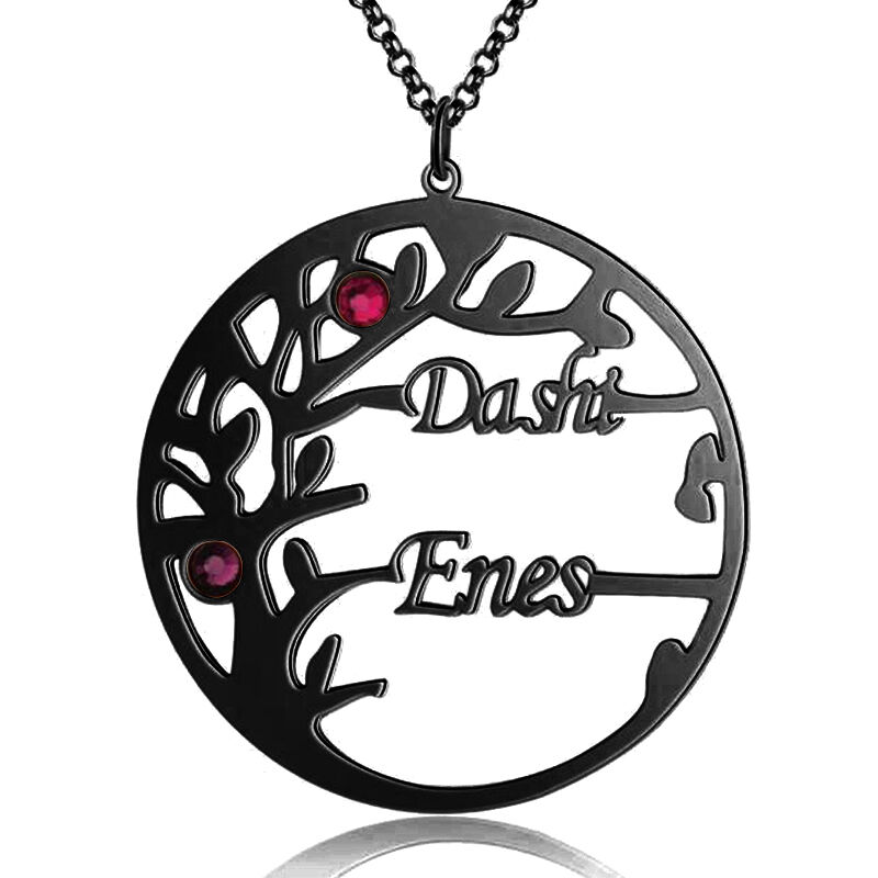 "Existence Of Love" Personalized Family Tree Necklace With Birthstone