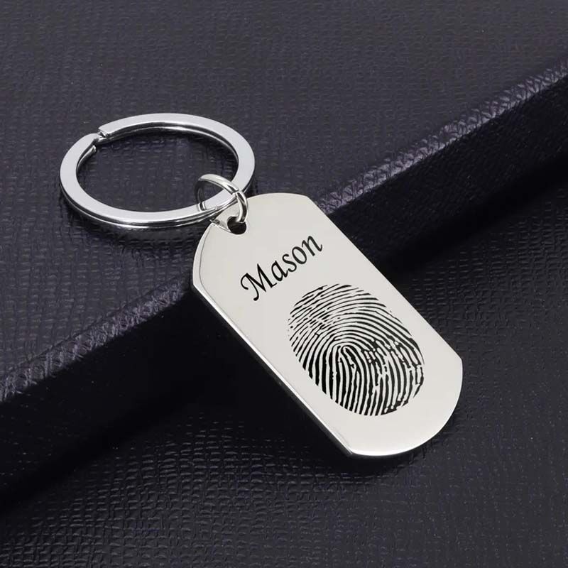 Custom Round Name Fingerprint Keychain