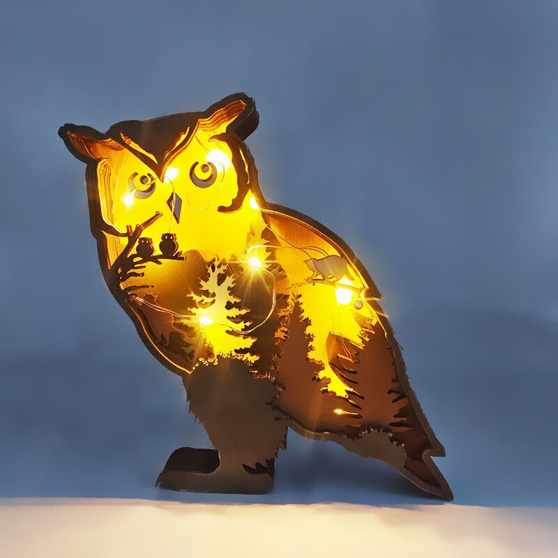 Cute Owl 3D Wood Carving Decorative Light Creative Gift for Friends