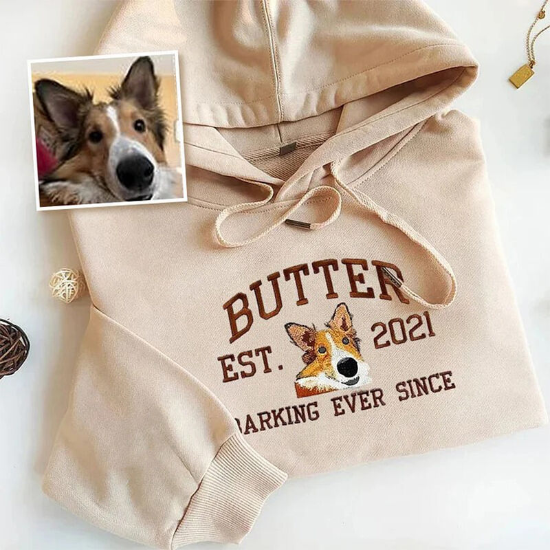 Personalisierte Hoodie bestickt benutzerdefinierte Haustier Kopf Foto Bellen immer seit perfektes Geschenk für Tierliebhaber