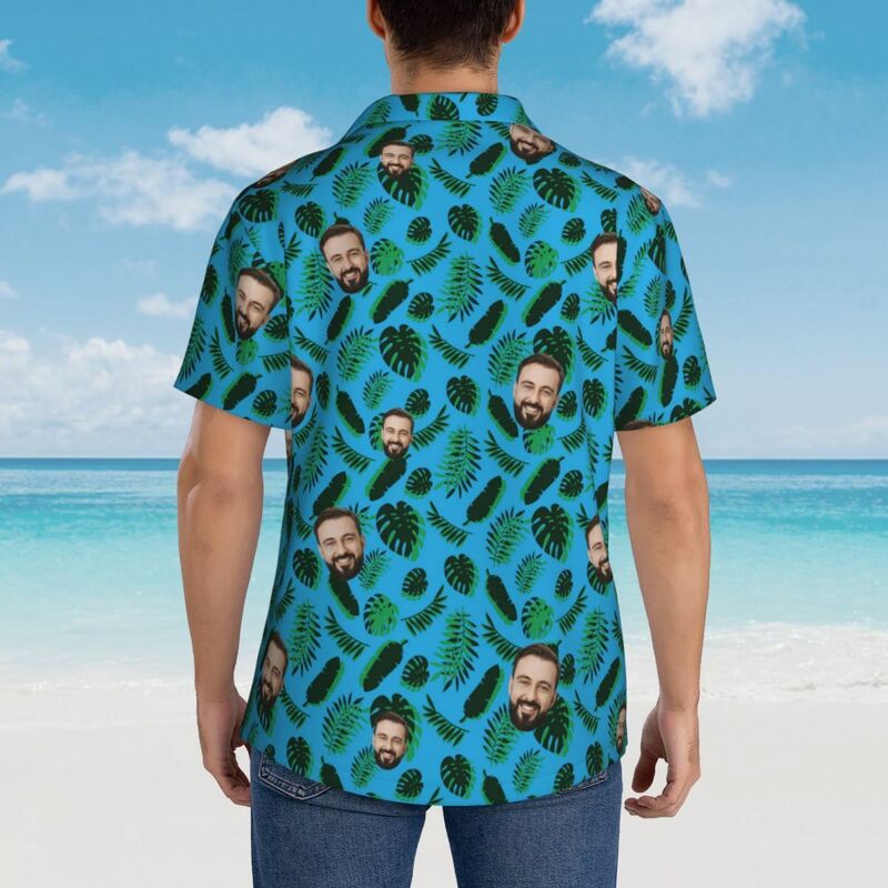 Camisas hawaianas personalizadas con diseño de hojas Camisa de playa Aloha para hombre