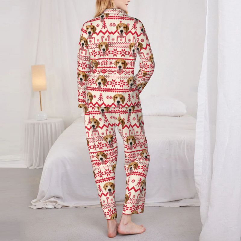 Pyjama personnalisé avec photo d'animal de compagnie personnalisée, motif d'ambiance de Noël, cadeau parfait pour la famille